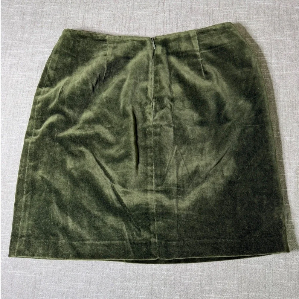 Sigrid Olsen Vintage Olive Green Velvet Mini Skirt 100% Cotton Made USA Size 8‎